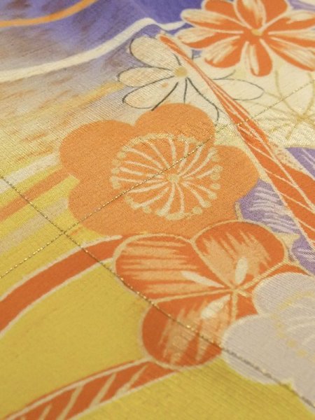 画像12: M1108B  女性用 子供用 色あせ/移り、他ダメージ、経年劣化、使用感あり シルク(正絹)  鮮やか 紫色, ぼたん 【中古】 【USED】 【リサイクル】 ★☆☆☆☆ (12)