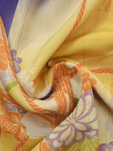 画像14: M1108B  女性用 子供用 色あせ/移り、他ダメージ、経年劣化、使用感あり シルク(正絹)  鮮やか 紫色, ぼたん 【中古】 【USED】 【リサイクル】 ★☆☆☆☆ (14)