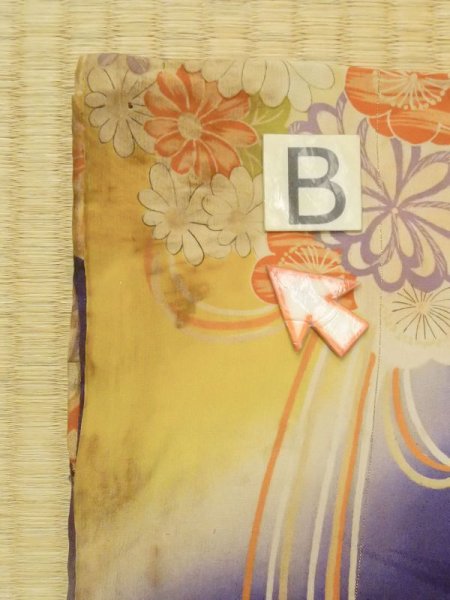 画像17: M1108B  女性用 子供用 色あせ/移り、他ダメージ、経年劣化、使用感あり シルク(正絹)  鮮やか 紫色, ぼたん 【中古】 【USED】 【リサイクル】 ★☆☆☆☆ (17)