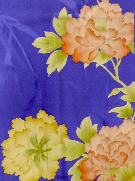 画像3: M1108D  女性用 子供用 穴/破れ、色あせ/移り、経年劣化、使用感あり シルク(正絹)  鮮やか 紫色, ぼたん 【中古】 【USED】 【リサイクル】 ★☆☆☆☆ (3)