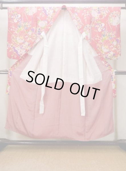 画像2: M1108H  女性用 襦袢 使用感あり シルク(正絹)  鮮やか 桃色, ぼたん 【中古】 【USED】 【リサイクル】 ★★☆☆☆ (2)