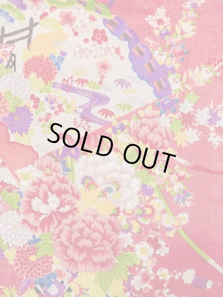 画像3: M1108H  女性用 襦袢 使用感あり シルク(正絹)  鮮やか 桃色, ぼたん 【中古】 【USED】 【リサイクル】 ★★☆☆☆ (3)