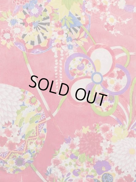 画像4: M1108H  女性用 襦袢 使用感あり シルク(正絹)  鮮やか 桃色, ぼたん 【中古】 【USED】 【リサイクル】 ★★☆☆☆ (4)