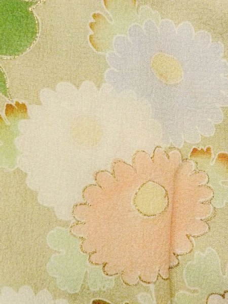 画像6: M1108I  女性用 襦袢  シルク(正絹) 淡い 薄い 青緑色, ぼたん 【中古】 【USED】 【リサイクル】 ★★☆☆☆ (6)