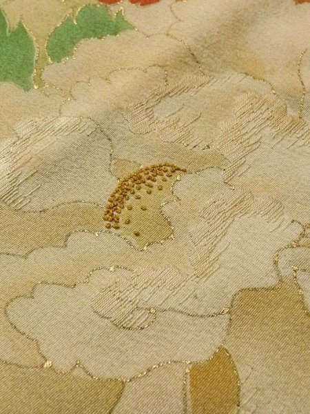 画像9: M1108I  女性用 襦袢  シルク(正絹) 淡い 薄い 青緑色, ぼたん 【中古】 【USED】 【リサイクル】 ★★☆☆☆ (9)