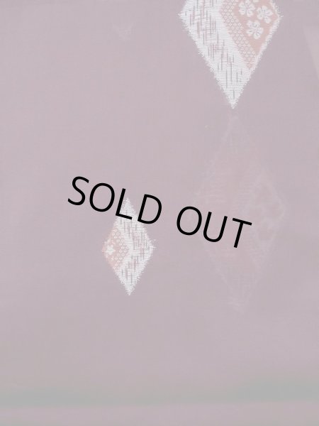 画像4: M1108L  女性用 単衣     えんじ, 桜 【中古】 【USED】 【リサイクル】 ★★★☆☆ (4)