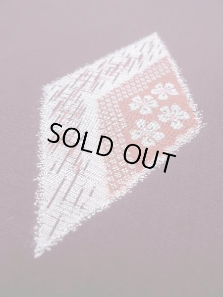 画像9: M1108L  女性用 単衣     えんじ, 桜 【中古】 【USED】 【リサイクル】 ★★★☆☆ (9)