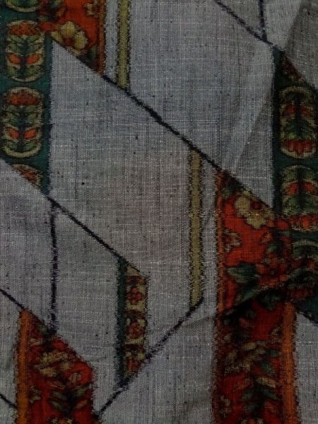 画像4: M1108N Mint  女性用 紬  シルク(正絹)   灰色, 花 【中古】 【USED】 【リサイクル】 ★★★★★ (4)