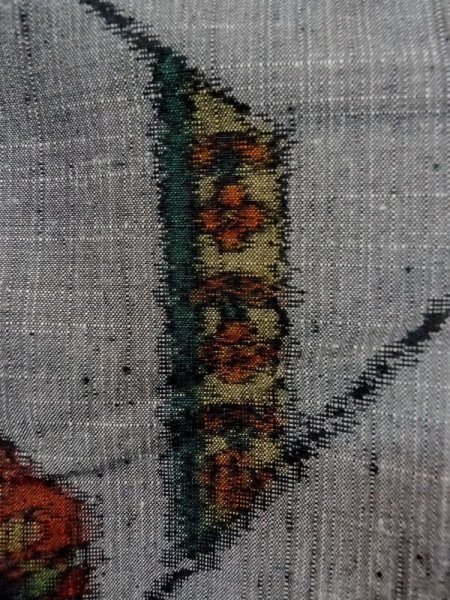 画像7: M1108N Mint  女性用 紬  シルク(正絹)   灰色, 花 【中古】 【USED】 【リサイクル】 ★★★★★ (7)