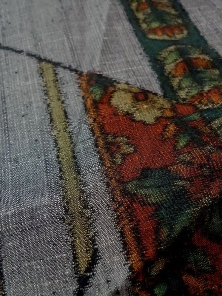 画像8: M1108N Mint  女性用 紬  シルク(正絹)   灰色, 花 【中古】 【USED】 【リサイクル】 ★★★★★ (8)