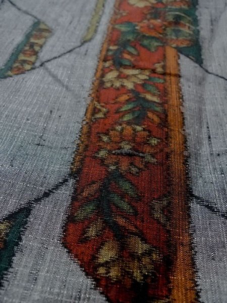 画像10: M1108N Mint  女性用 紬  シルク(正絹)   灰色, 花 【中古】 【USED】 【リサイクル】 ★★★★★ (10)