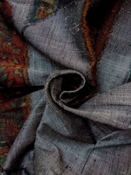 画像12: M1108N Mint  女性用 紬  シルク(正絹)   灰色, 花 【中古】 【USED】 【リサイクル】 ★★★★★ (12)