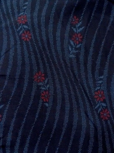 画像3: M1108O Mint  女性用 紬  シルク(正絹)   藍, 花 【中古】 【USED】 【リサイクル】 ★★★★☆ (3)