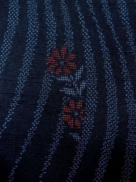 画像5: M1108O Mint  女性用 紬  シルク(正絹)   藍, 花 【中古】 【USED】 【リサイクル】 ★★★★☆ (5)