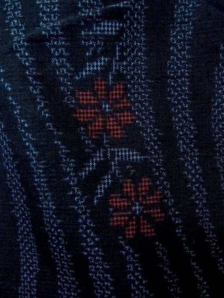 画像6: M1108O Mint  女性用 紬  シルク(正絹)   藍, 花 【中古】 【USED】 【リサイクル】 ★★★★☆ (6)