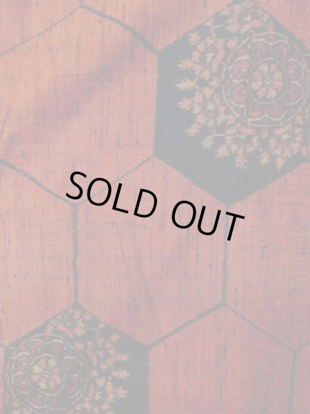 画像3: M1108P Mint  女性用 紬  シルク（正絹）  深い 朱赤, 花 【中古】 【USED】 【リサイクル】 ★★★★☆ (3)