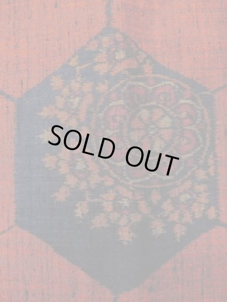 画像5: M1108P Mint  女性用 紬  シルク（正絹）  深い 朱赤, 花 【中古】 【USED】 【リサイクル】 ★★★★☆ (5)