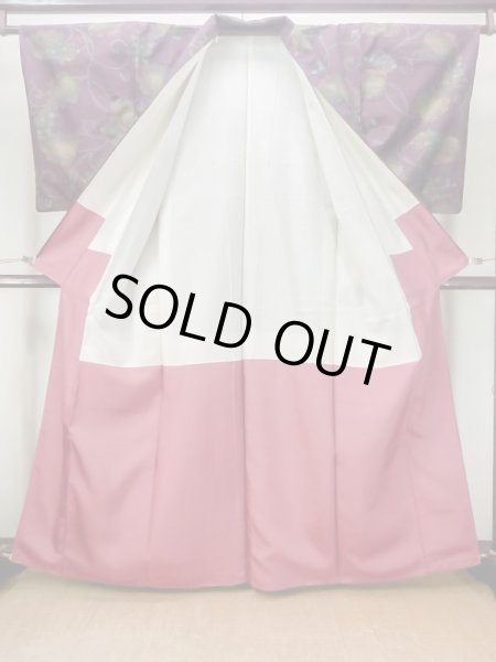 画像2: M1108Q Mint  女性用 紬  シルク（正絹）   紫色, 葉 【中古】 【USED】 【リサイクル】 ★★★★☆ (2)