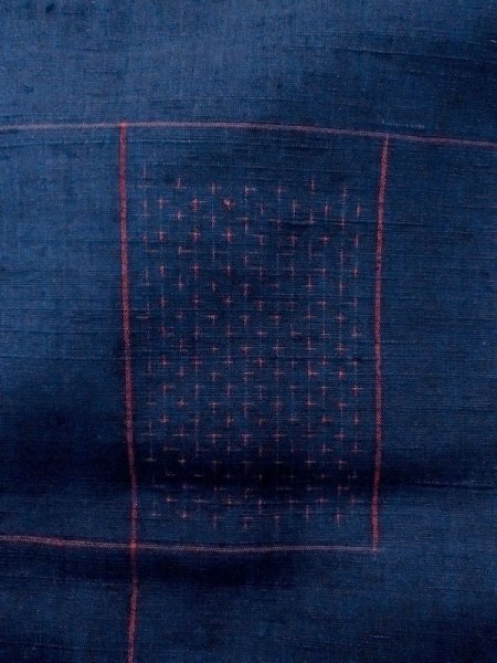 画像7: M1108S  女性用 紬  シルク(正絹)   藍, 四角 【中古】 【USED】 【リサイクル】 ★★★☆☆ (7)