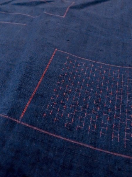 画像8: M1108S  女性用 紬  シルク(正絹)   藍, 四角 【中古】 【USED】 【リサイクル】 ★★★☆☆ (8)