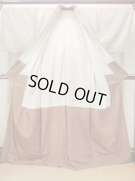 画像2: M1108X  女性用 紬  シルク（正絹）   ベージュ, ぼかし 【中古】 【USED】 【リサイクル】 ★★☆☆☆ (2)