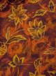 画像3: M1121C  女性用 羽織  シルク（正絹） 深い 鮮やか 橙色, 花 【中古】 【USED】 【リサイクル】 ★★★★★ (3)