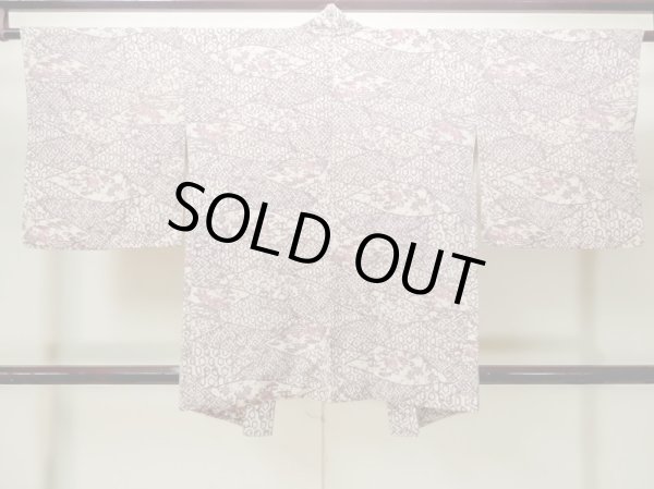 画像2: M1121I  女性用 羽織  シルク（正絹）  灰色がかった 紫色, 花 【中古】 【USED】 【リサイクル】 ★★☆☆☆ (2)