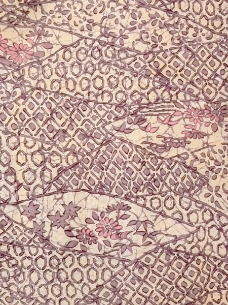 画像3: M1121I  女性用 羽織  シルク(正絹)  灰色がかった 紫色, 花 【中古】 【USED】 【リサイクル】 ★★☆☆☆ (3)