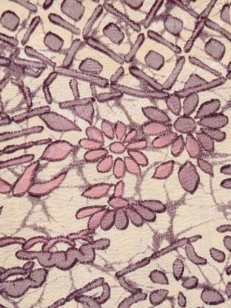 画像5: M1121I  女性用 羽織  シルク(正絹)  灰色がかった 紫色, 花 【中古】 【USED】 【リサイクル】 ★★☆☆☆ (5)
