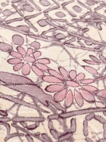 画像8: M1121I  女性用 羽織  シルク(正絹)  灰色がかった 紫色, 花 【中古】 【USED】 【リサイクル】 ★★☆☆☆ (8)