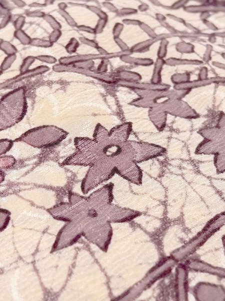 画像10: M1121I  女性用 羽織  シルク(正絹)  灰色がかった 紫色, 花 【中古】 【USED】 【リサイクル】 ★★☆☆☆ (10)