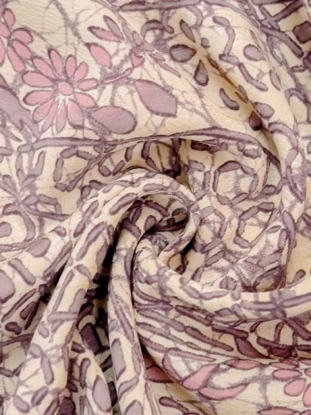 画像11: M1121I  女性用 羽織  シルク(正絹)  灰色がかった 紫色, 花 【中古】 【USED】 【リサイクル】 ★★☆☆☆ (11)