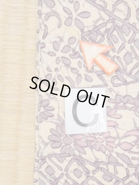 画像16: M1121I  女性用 羽織  シルク（正絹）  灰色がかった 紫色, 花 【中古】 【USED】 【リサイクル】 ★★☆☆☆ (16)