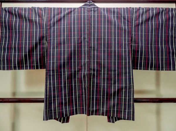 画像2: M1121J Mint  女性用 羽織  シルク(正絹)   藍, チェック柄 【中古】 【USED】 【リサイクル】 ★★★★☆ (2)