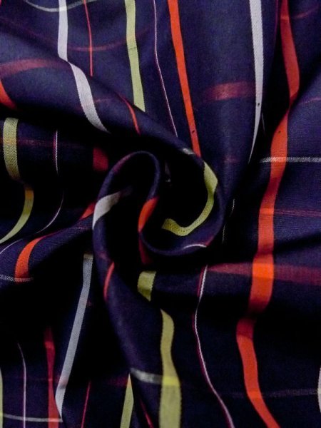 画像12: M1121J Mint  女性用 羽織  シルク(正絹)   藍, チェック柄 【中古】 【USED】 【リサイクル】 ★★★★☆ (12)