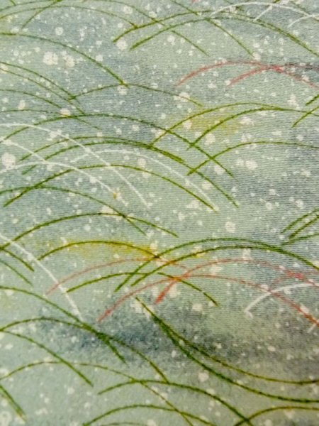 画像5: M1121K  女性用 羽織  シルク(正絹)  淡い 緑色, 芝草 【中古】 【USED】 【リサイクル】 ★★☆☆☆ (5)