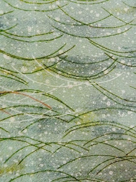 画像7: M1121K  女性用 羽織  シルク(正絹)  淡い 緑色, 芝草 【中古】 【USED】 【リサイクル】 ★★☆☆☆ (7)