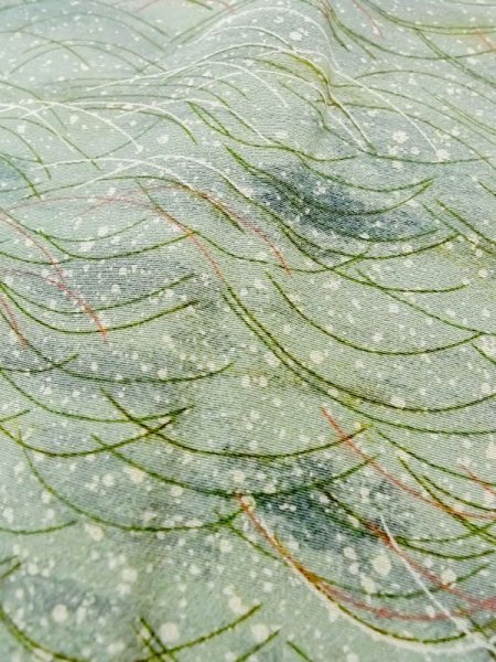 画像8: M1121K  女性用 羽織  シルク(正絹)  淡い 緑色, 芝草 【中古】 【USED】 【リサイクル】 ★★☆☆☆ (8)