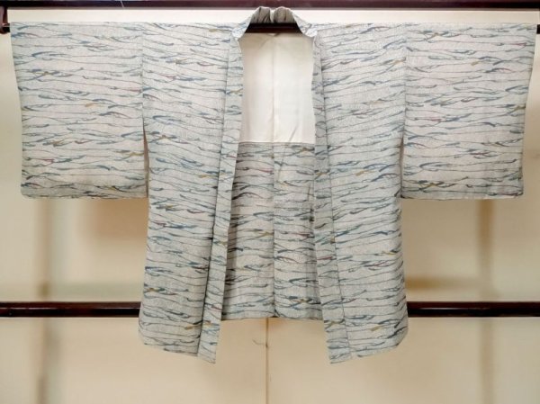 画像1: M1121L  女性用 羽織  シルク（正絹）   ベージュ, 抽象的模様 【中古】 【USED】 【リサイクル】 ★★★☆☆ (1)