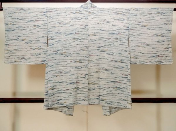 画像2: M1121L  女性用 羽織  シルク(正絹)   ベージュ, 抽象的模様 【中古】 【USED】 【リサイクル】 ★★★☆☆ (2)