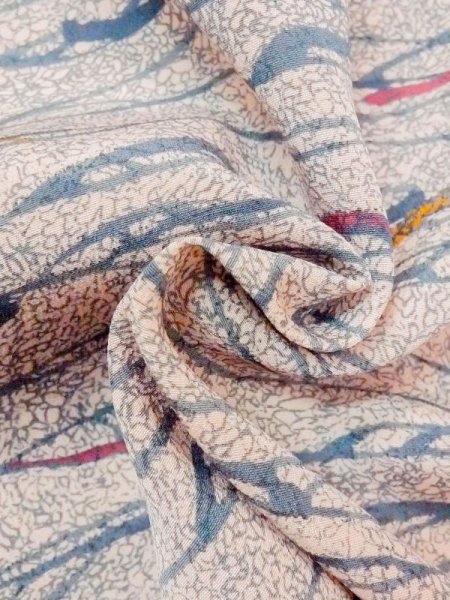 画像11: M1121L  女性用 羽織  シルク(正絹)   ベージュ, 抽象的模様 【中古】 【USED】 【リサイクル】 ★★★☆☆ (11)