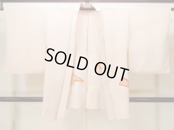 画像1: M1121N  女性用 羽織  シルク（正絹） 淡い 薄い 桃色, 鳥 【中古】 【USED】 【リサイクル】 ★★☆☆☆ (1)