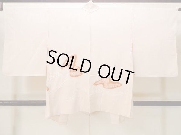 画像2: M1121N  女性用 羽織  シルク（正絹） 淡い 薄い 桃色, 鳥 【中古】 【USED】 【リサイクル】 ★★☆☆☆ (2)