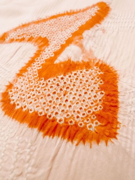 画像8: M1121N  女性用 羽織  シルク(正絹) 淡い 薄い 桃色, 鳥 【中古】 【USED】 【リサイクル】 ★★☆☆☆ (8)