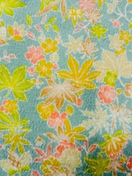 画像6: M1121O Mint  女性用 羽織  シルク（正絹）   マルチカラー, 花 【中古】 【USED】 【リサイクル】 ★★★★☆ (6)