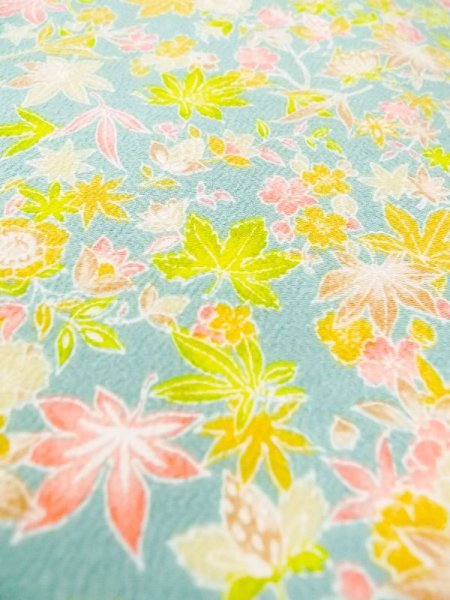 画像9: M1121O Mint  女性用 羽織  シルク（正絹）   マルチカラー, 花 【中古】 【USED】 【リサイクル】 ★★★★☆ (9)