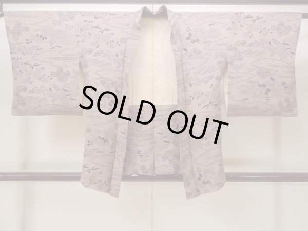 画像1: M1121P  女性用 羽織  シルク（正絹）  淡い 茶色, 菊 【中古】 【USED】 【リサイクル】 ★★★☆☆ (1)