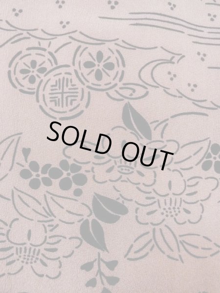 画像7: M1121P  女性用 羽織  シルク（正絹）  淡い 茶色, 菊 【中古】 【USED】 【リサイクル】 ★★★☆☆ (7)