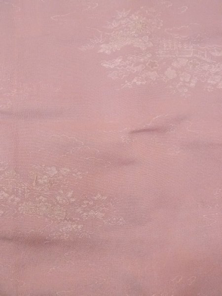 画像4: M1121W  女性用 羽織  シルク(正絹)  灰色がかった 桃色, 菊 【中古】 【USED】 【リサイクル】 ★★★☆☆ (4)