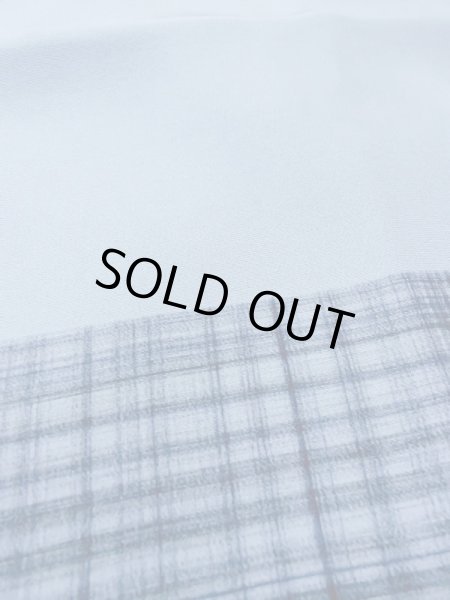 画像10: M1128E  男性用襦袢  シルク（正絹）  灰色がかった 水色, チェック柄 【中古】 【USED】 【リサイクル】 ★★★☆☆ (10)